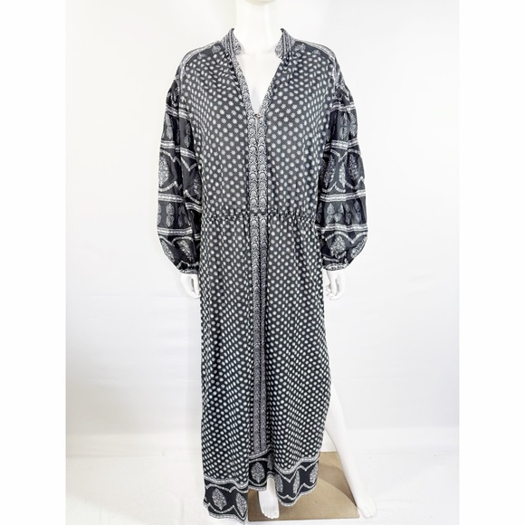 Boteh Dresses & Skirts - BOTEH Black HERMIA Maxi Dress Size 3 US 8 Casual Boho Summer Long Sleeve V-Neck